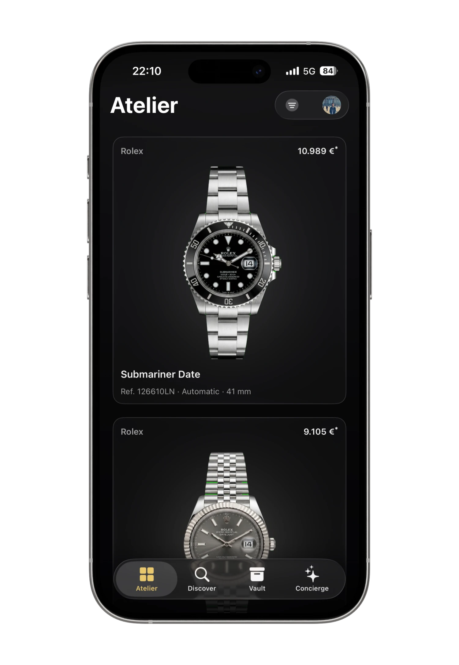 Calibre Atelier catalogue on iPhone 15 Pro